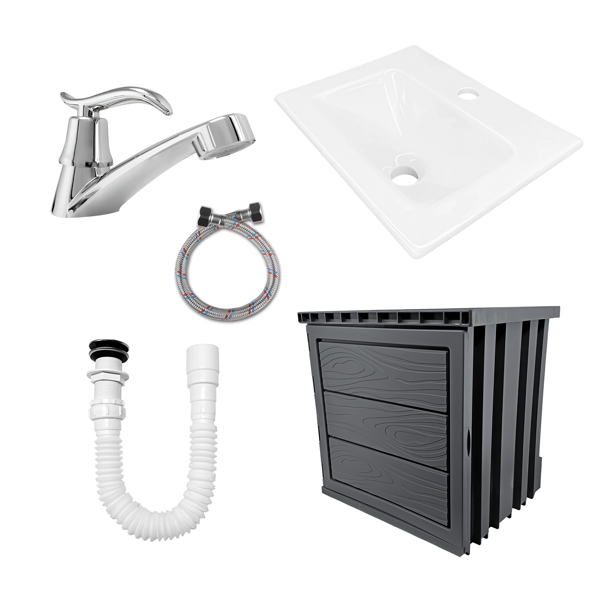 Kit Mueble En PVC + Lavamanos + Griferia  CCOL1114
