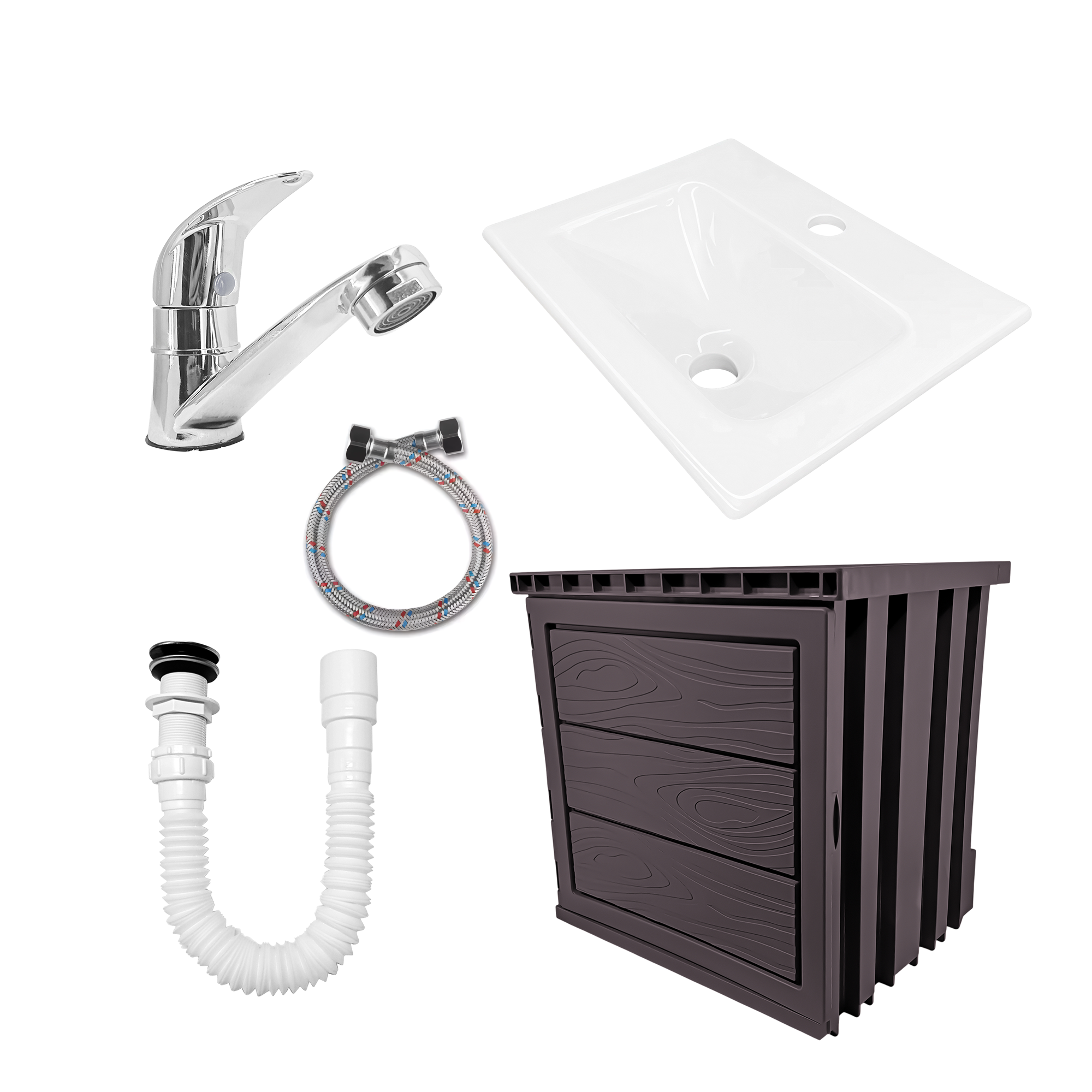 Kit Mueble En PVC + Lavamanos + Grifería  CCOL1113
