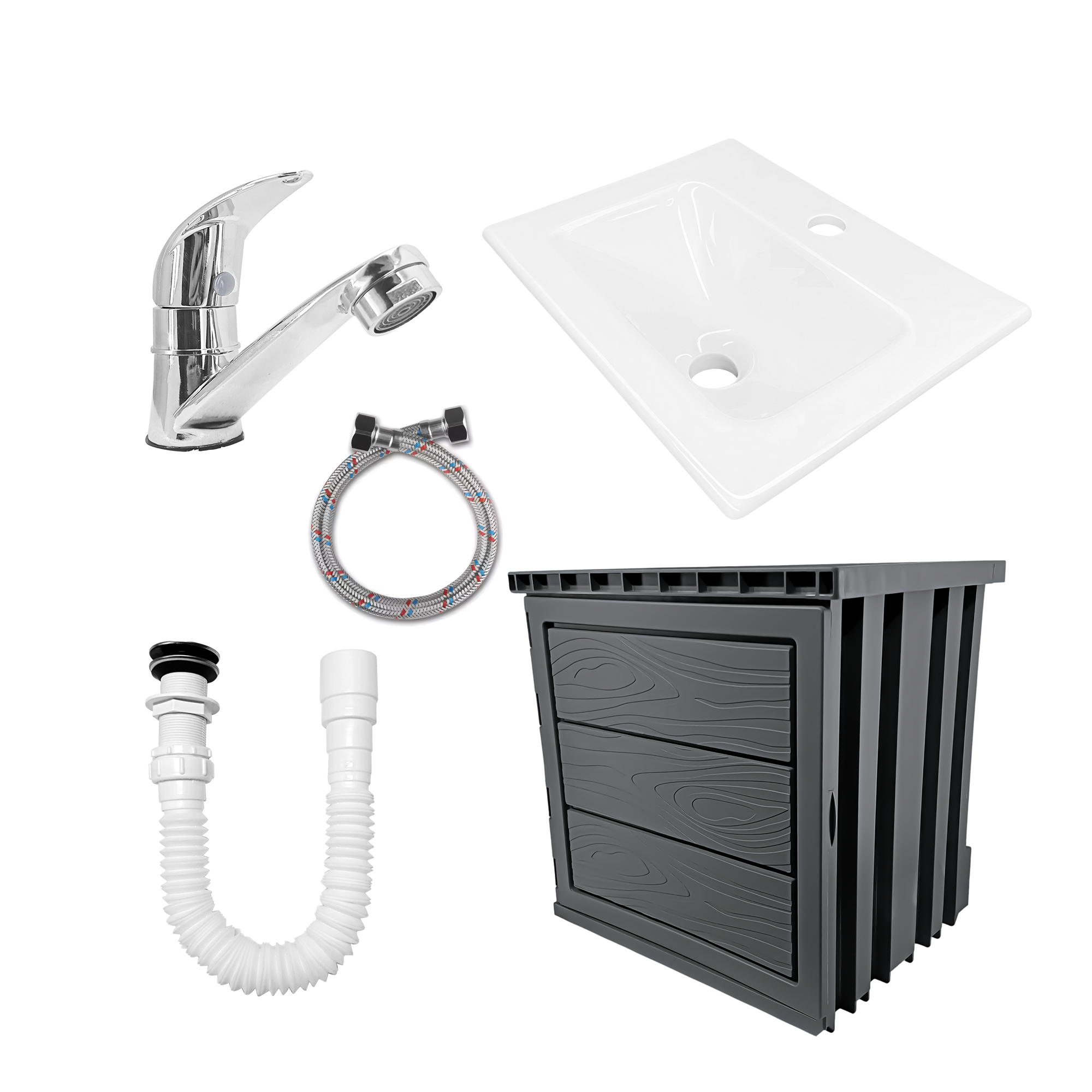 Kit Mueble en PVC + Lavamanos + Grifería  CCOL1112