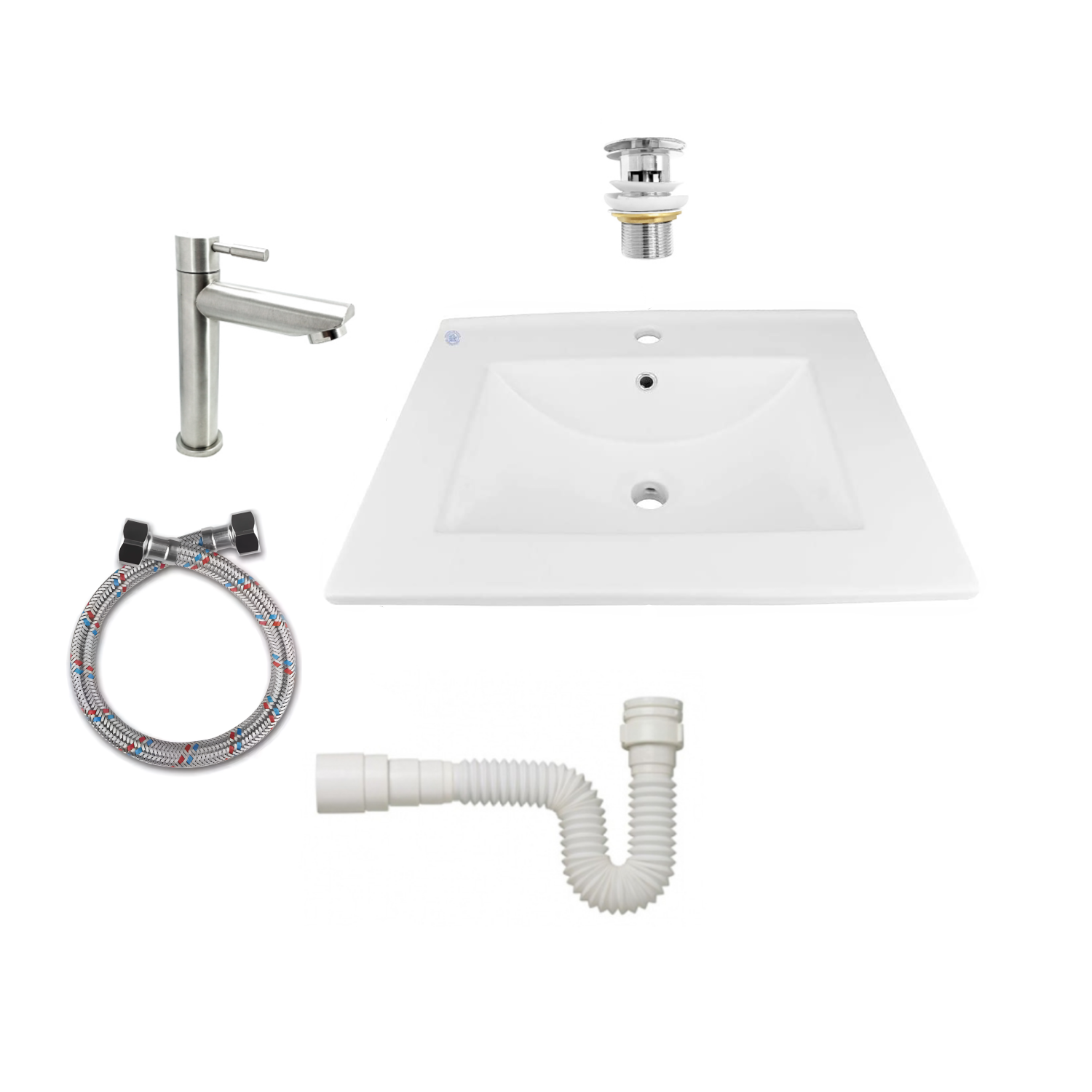 Combo Placa Lavamanos PL-53 + Push con Sifón + Grifería C087