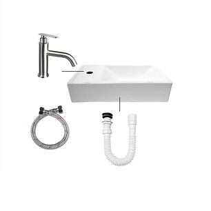 Combo Lavamanos Nappo + Grifería Agua Fría + Push Con Sifón