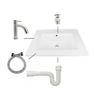 Combo Placa Lavamanos 61x46.5+ Push+ Sifon+griferia