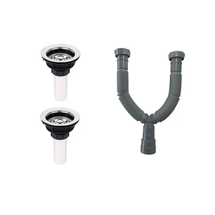 Kit Para Lavaplatos Doble Rejilla + Sifón