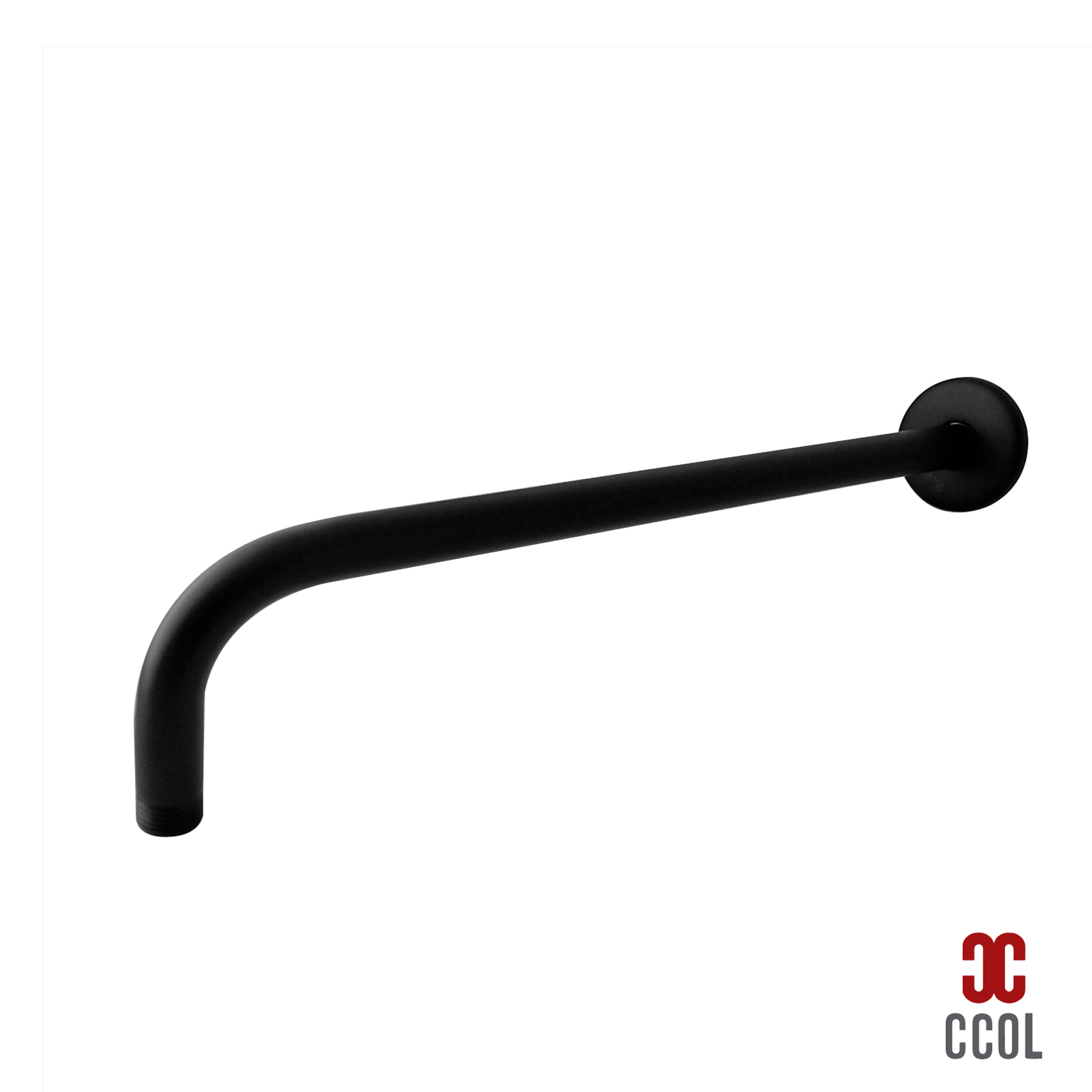 Set Ducha Negra Agua Fría Cuadrada + Brazo Tubular + Registro Ducha Escudo Cuadrado C1361