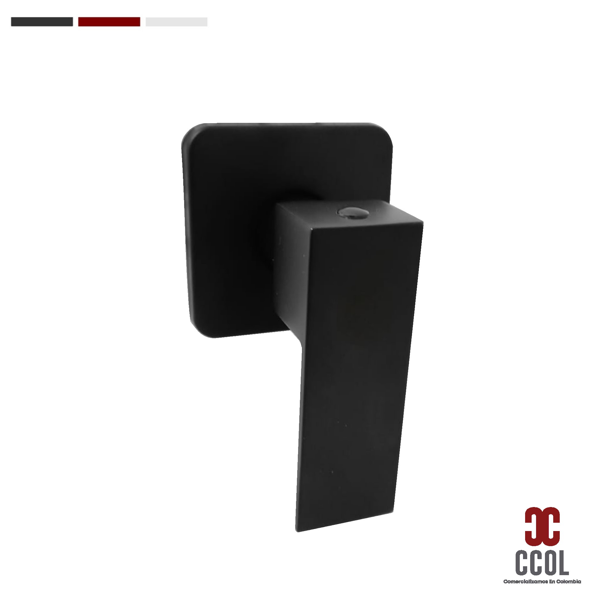 Set Ducha Negra Agua Fría Cuadrada + Brazo Tubular + Registro Ducha Escudo Cuadrado C1361