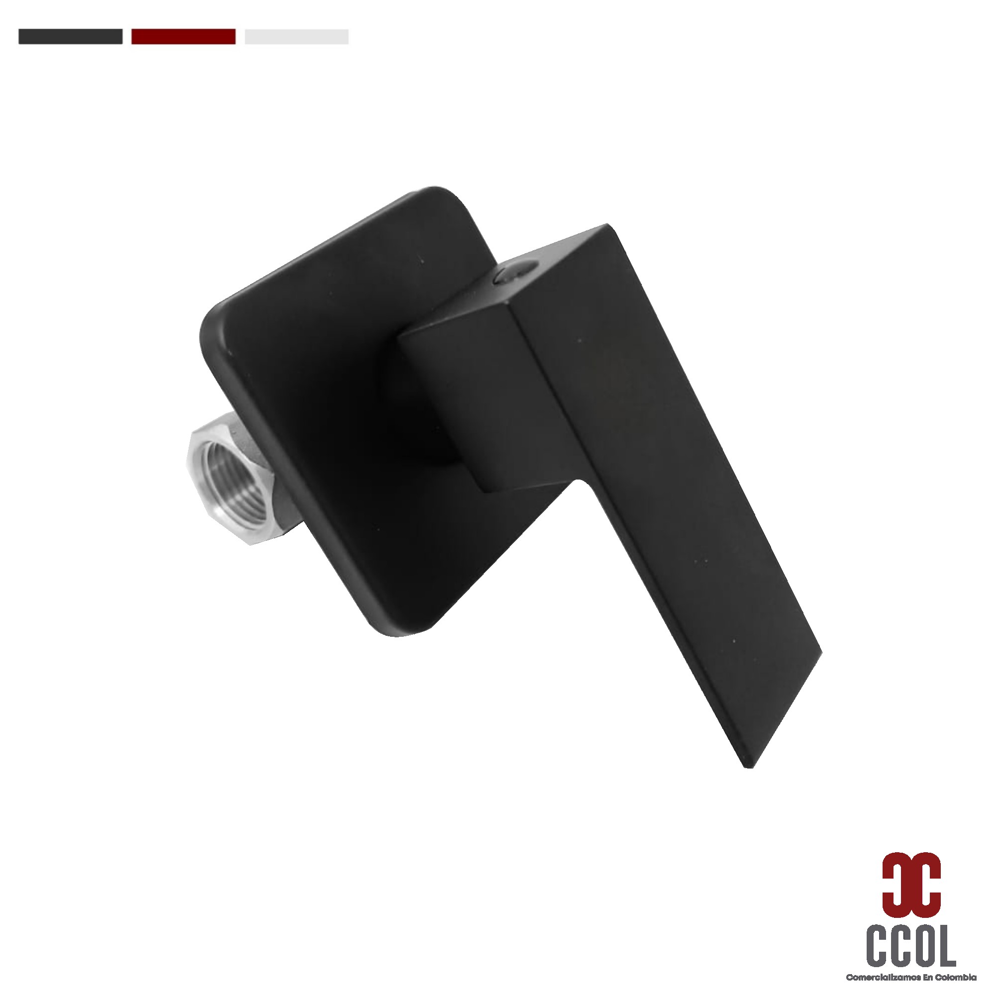 Set Ducha Negra Agua Fría Cuadrada + Brazo Tubular + Registro Ducha Escudo Cuadrado C1361
