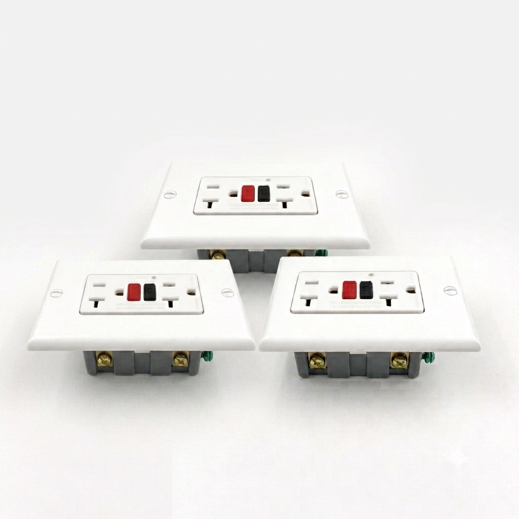 Pack x 3 toma corriente doble blanco GFCI C1363