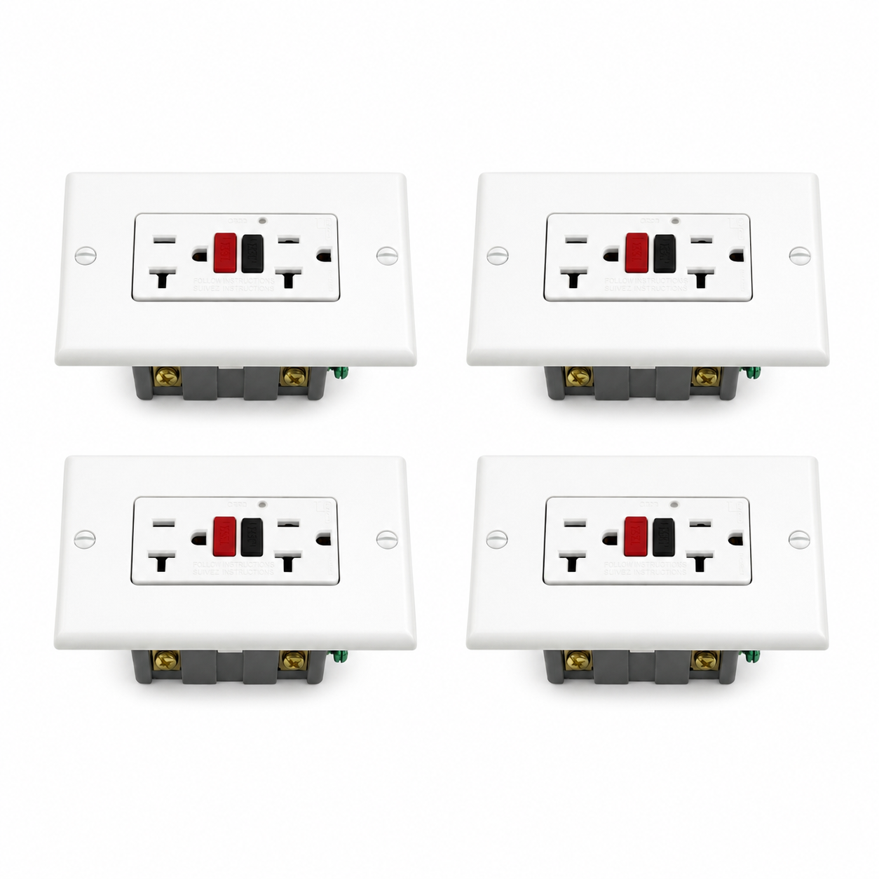 Pack x 4 toma corriente doble blanco GFCI C1364