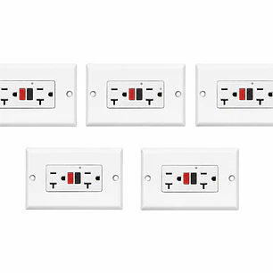 Pack x 5 toma corriente doble blanco GFCI C1365