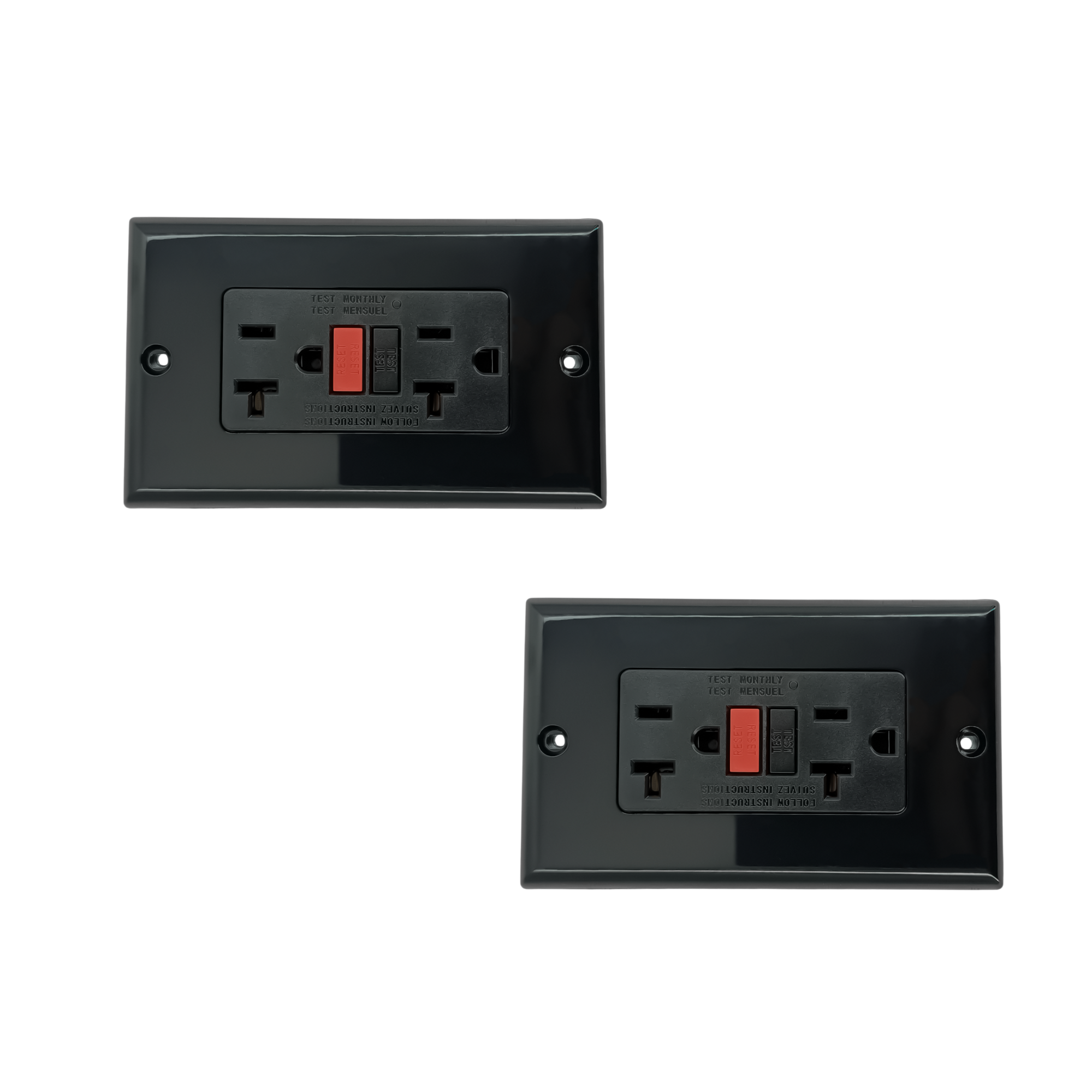 Pack x 2 Toma Corriente Doble Negro GFCI C1366