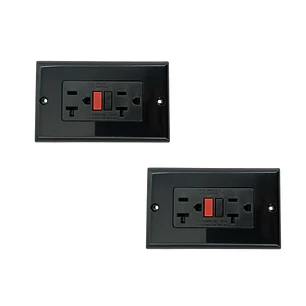 Pack x 2 Toma Corriente Doble Negro GFCI C1366