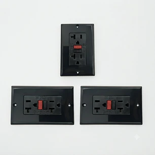 Pack x 3 Toma Corriente Doble Negro GFCI C1367