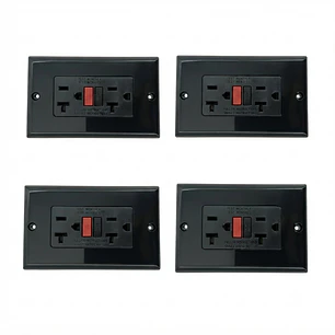 Pack x 4 Toma Corriente Doble Negro GFCI C1368