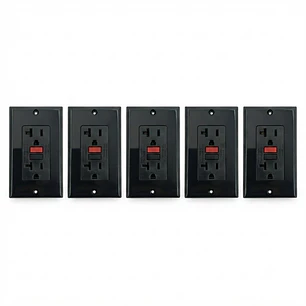 Pack x 5 Toma Corriente Doble Negro GFCI C1369