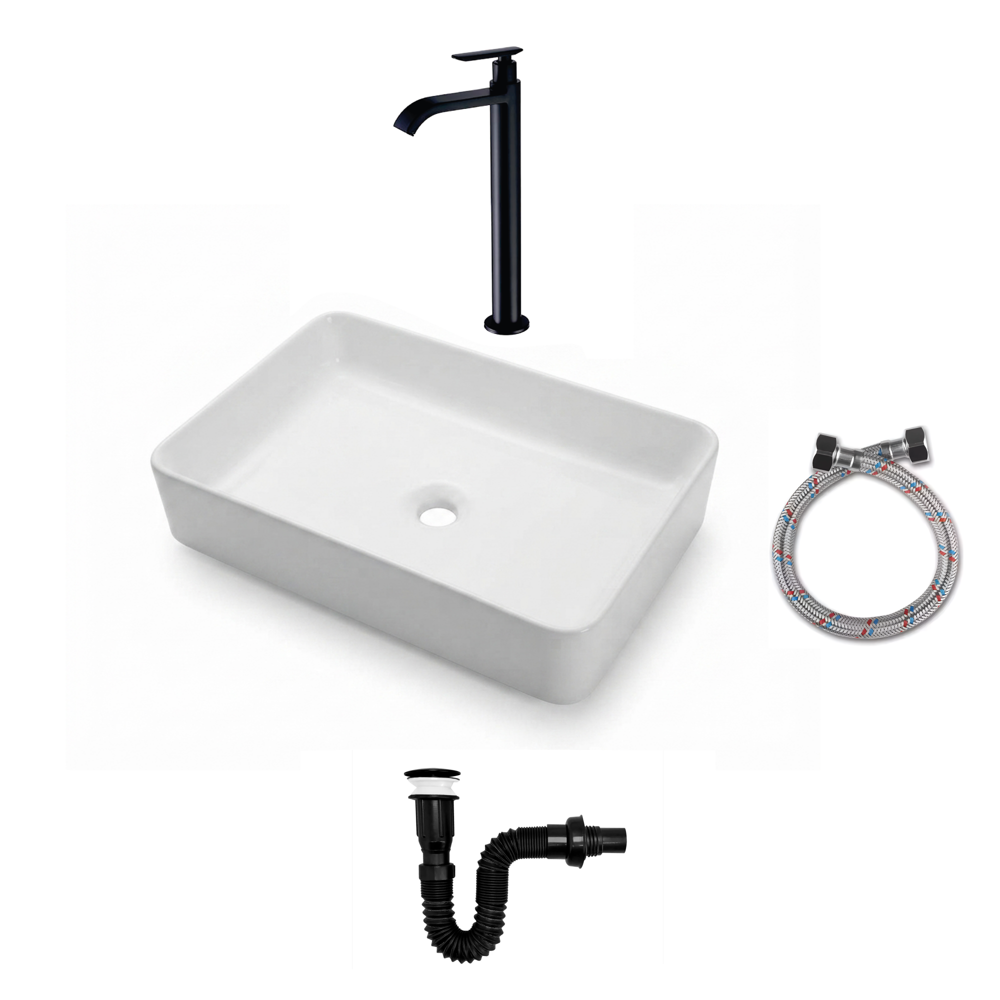 Combos Lavamanos Rectangular + Grifería Agua Fría C1373