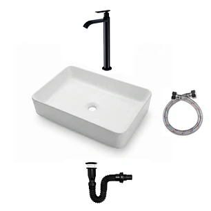 Combos Lavamanos Rectangular + Grifería Agua Fría C1373