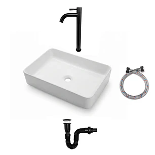 Combos Lavamanos Rectangular + Grifería Agua Fría C1374