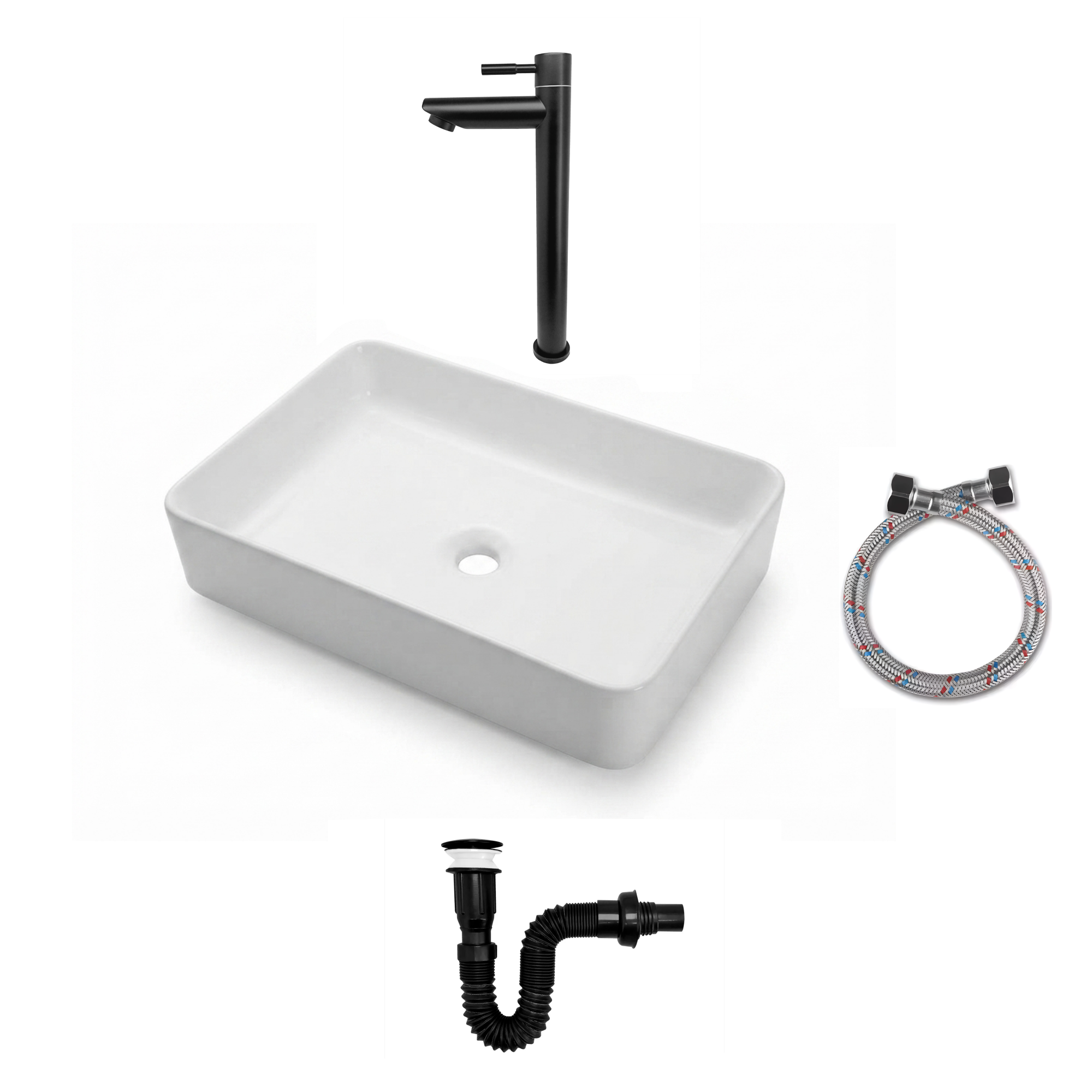 Combos Lavamanos Rectangular + Grifería Agua Fría C1375