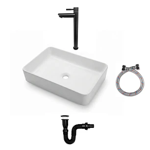 Combos Lavamanos Rectangular + Grifería Agua Fría C1375