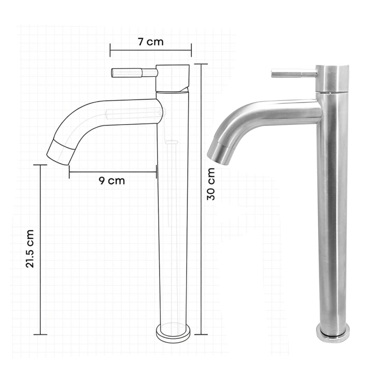 Combos Lavamanos Rectangular + Grifería Agua Fría Inox C1377