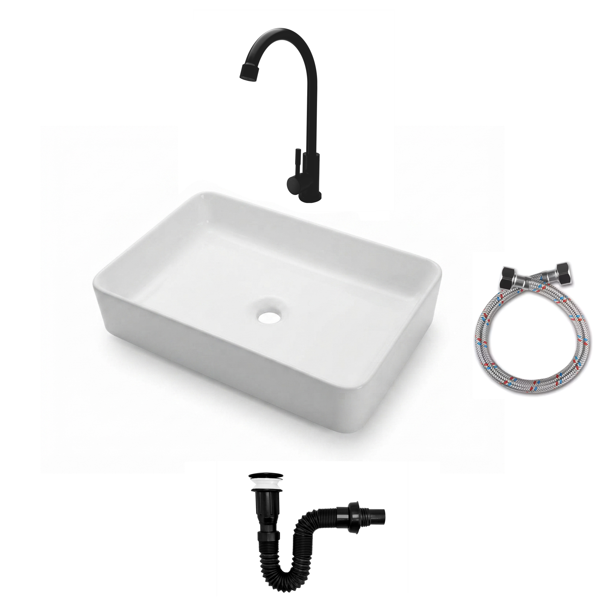 Combos Lavamanos Rectangular + Grifería Agua Fría C1379