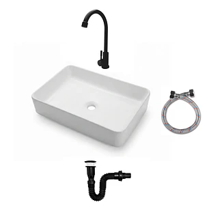 Combos Lavamanos Rectangular + Grifería Agua Fría C1379