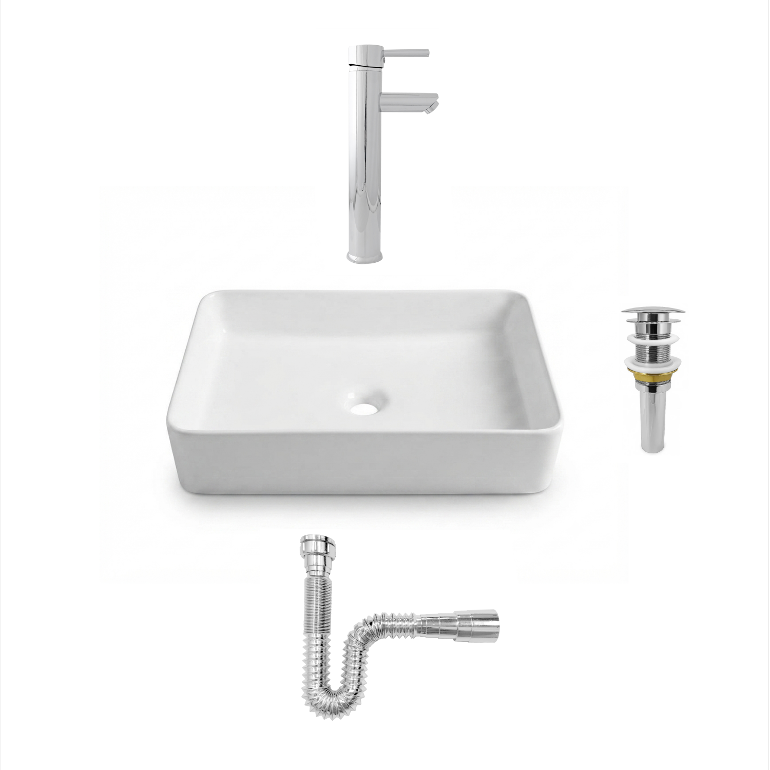 Combos Lavamanos Rectangular + Grifería Mezclador C1386