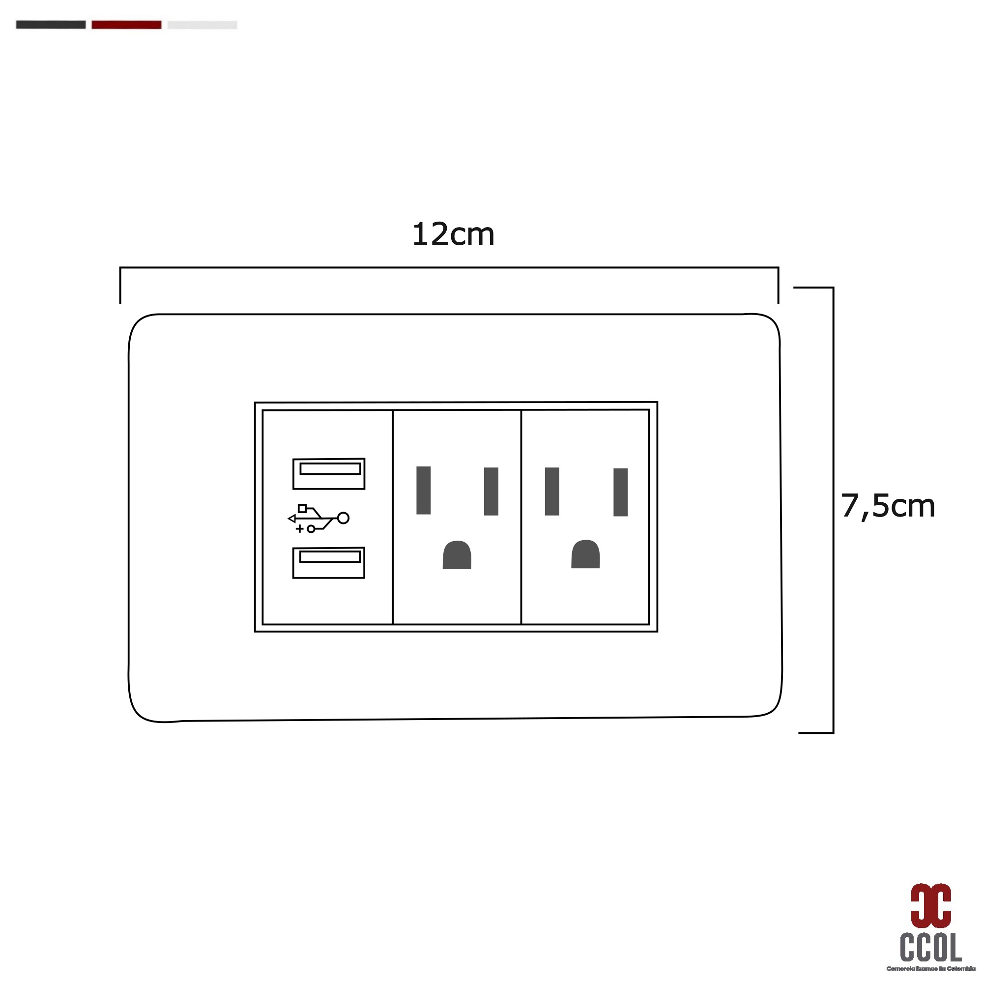 Pack X 2 Toma Doble + USB Gris Plata C1397