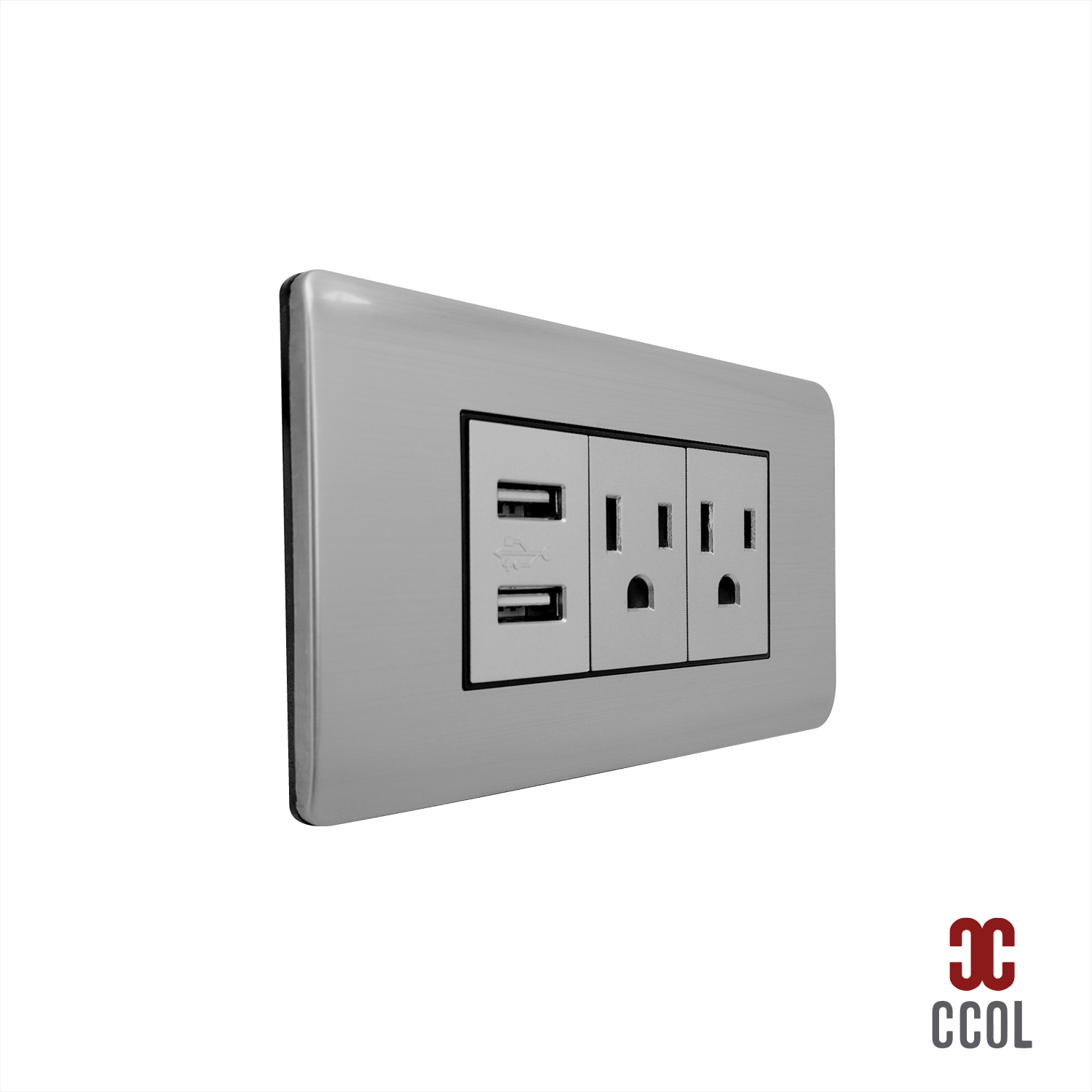 Pack X 3 Toma Doble + USB Gris Plata C1398