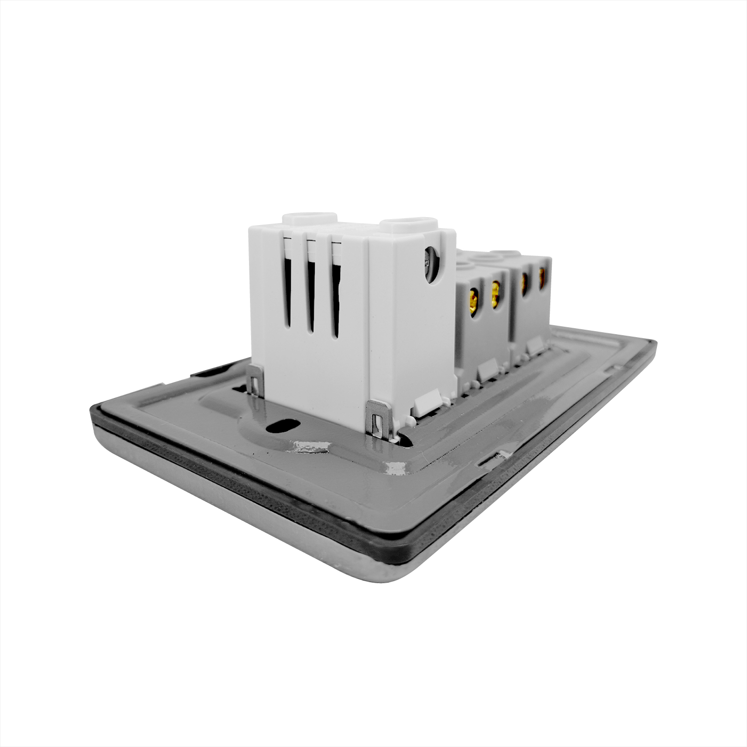 Pack X 3 Toma Doble + USB Gris Plata C1398