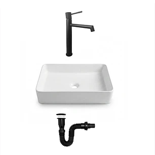 Combo Lavamanos Rectangular + Grifería y Accesorios C1391