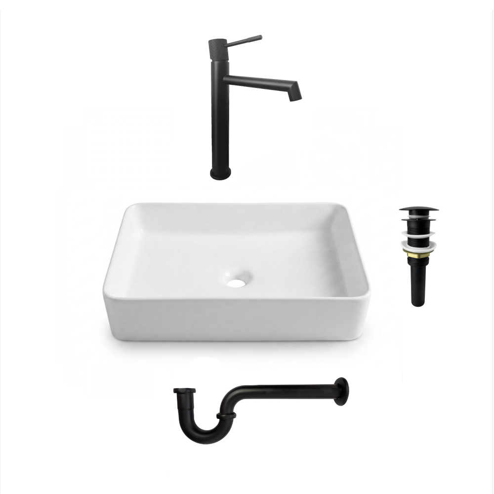 Combo Lavamanos Rectangular + Grifería y Accesorios C1392