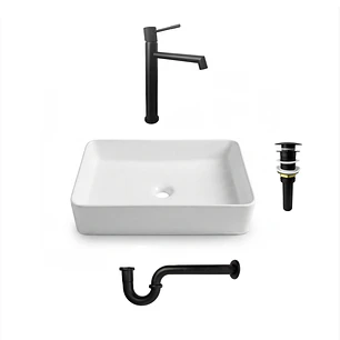 Combo Lavamanos Rectangular + Grifería y Accesorios C1392