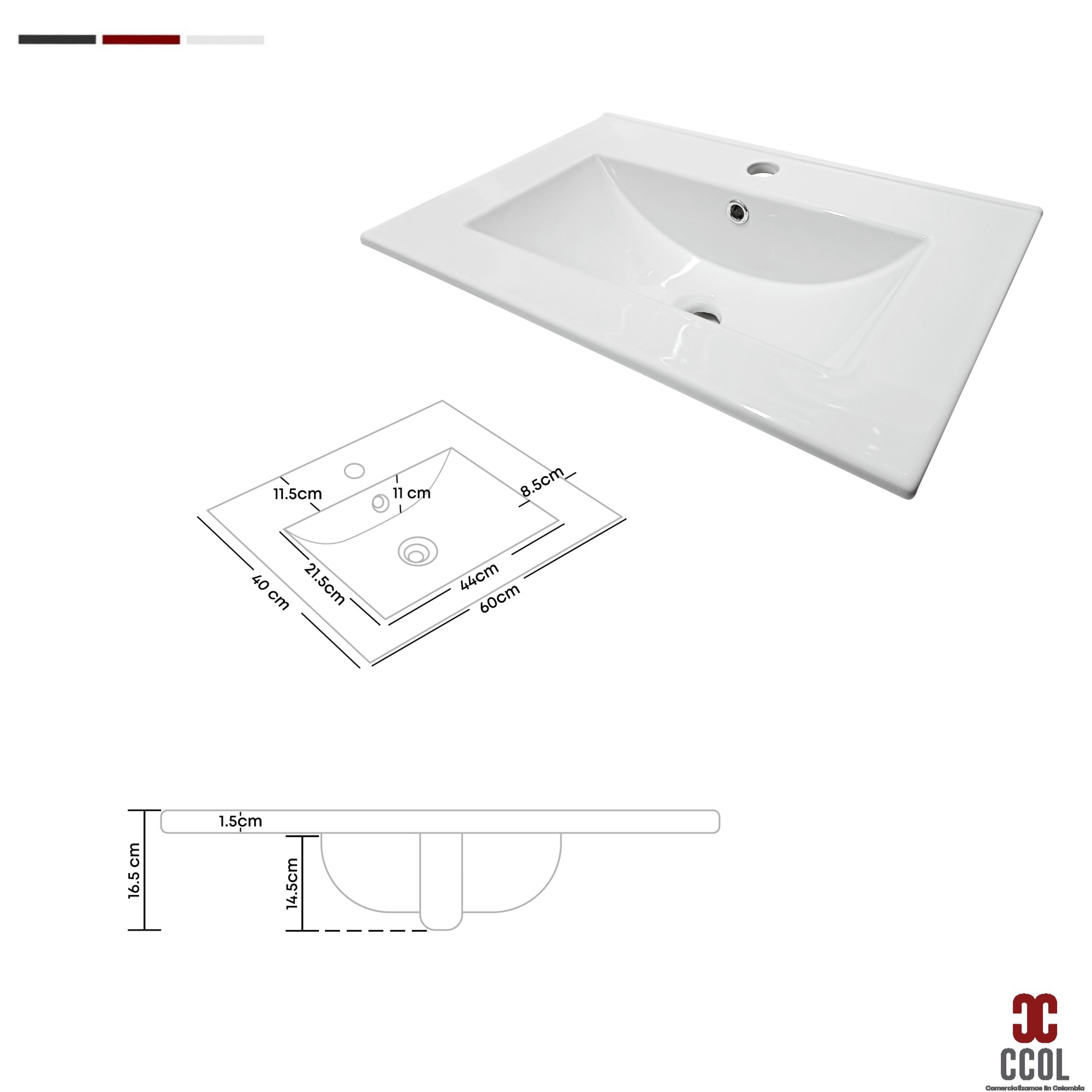 Combo Placa Lavamanos Blanco + Griferia Mezclador C599