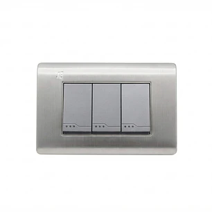 Interruptor Triple Acero Inoxidable Gris