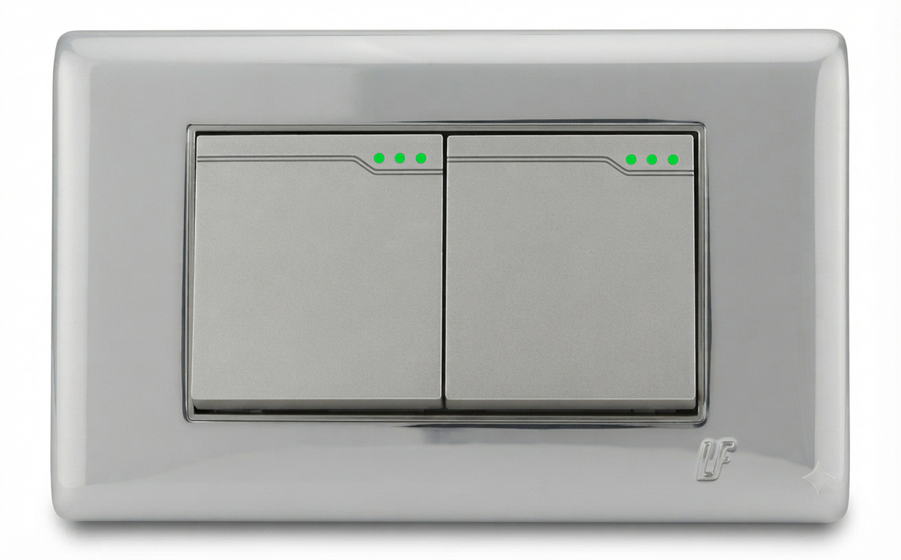 Interruptor Doble Acero Inoxidable 