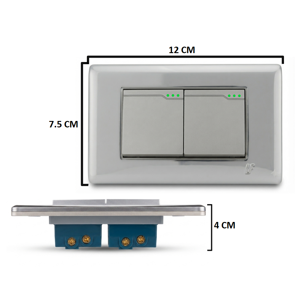 Interruptor Doble Acero Inoxidable 
