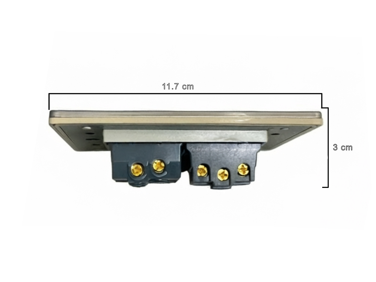 Tomacorriente + Interruptor Acero Inoxidable Gris