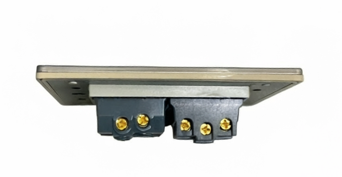 Tomacorriente + Interruptor Acero Inoxidable Gris