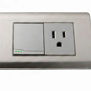 Tomacorriente + Interruptor Acero Inoxidable Gris