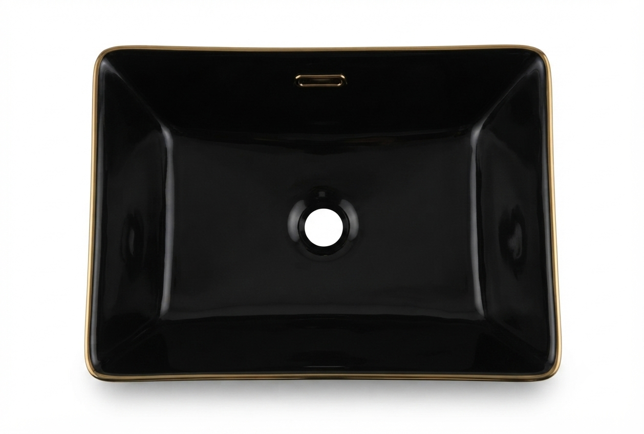Lavamanos Dorado y Negro Cuadrado L099