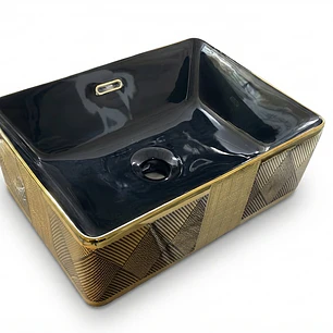 Lavamanos Dorado y Negro Cuadrado L099