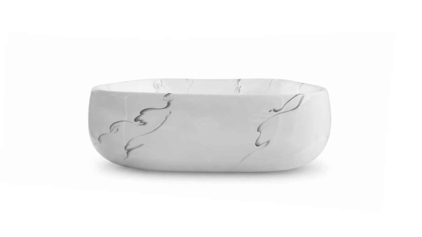 Lavamanos Rectangular Marmolizado Blanco L107