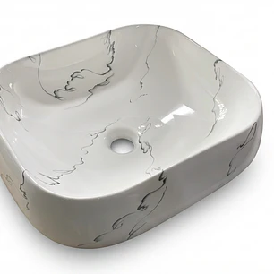 Lavamanos Rectangular Marmolizado Blanco L107