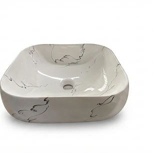 Lavamanos Rectangular Marmolizado Blanco L107