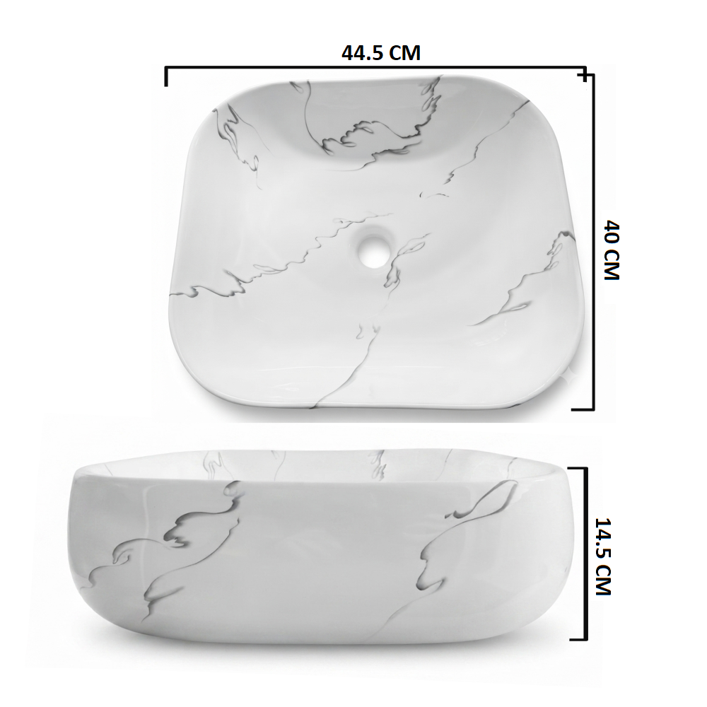 Lavamanos Rectangular Marmolizado Blanco L107