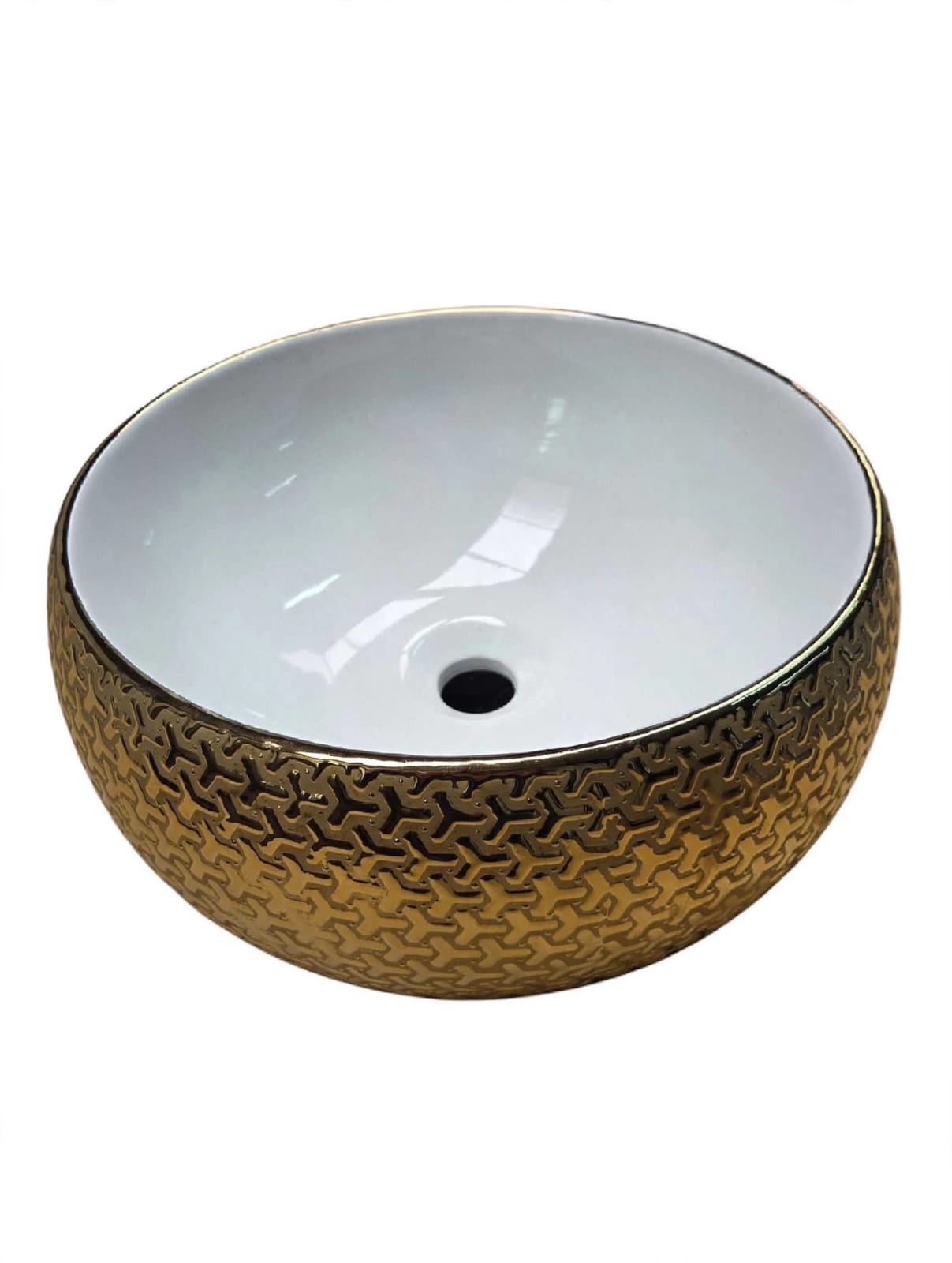 Lavamanos Redondo Dorado y Blanco L113