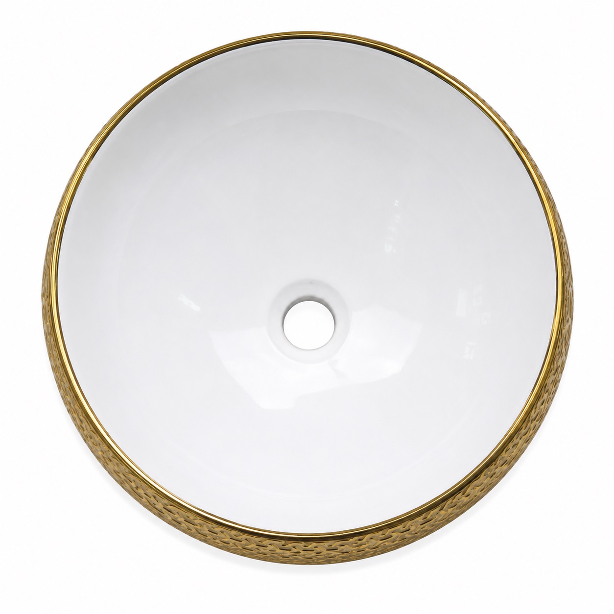 Lavamanos Redondo Dorado y Blanco L113