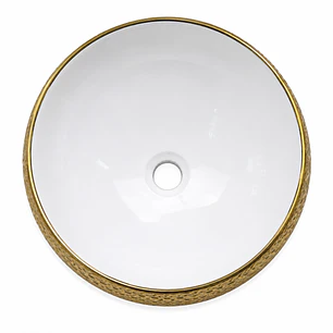 Lavamanos Redondo Dorado y Blanco L113