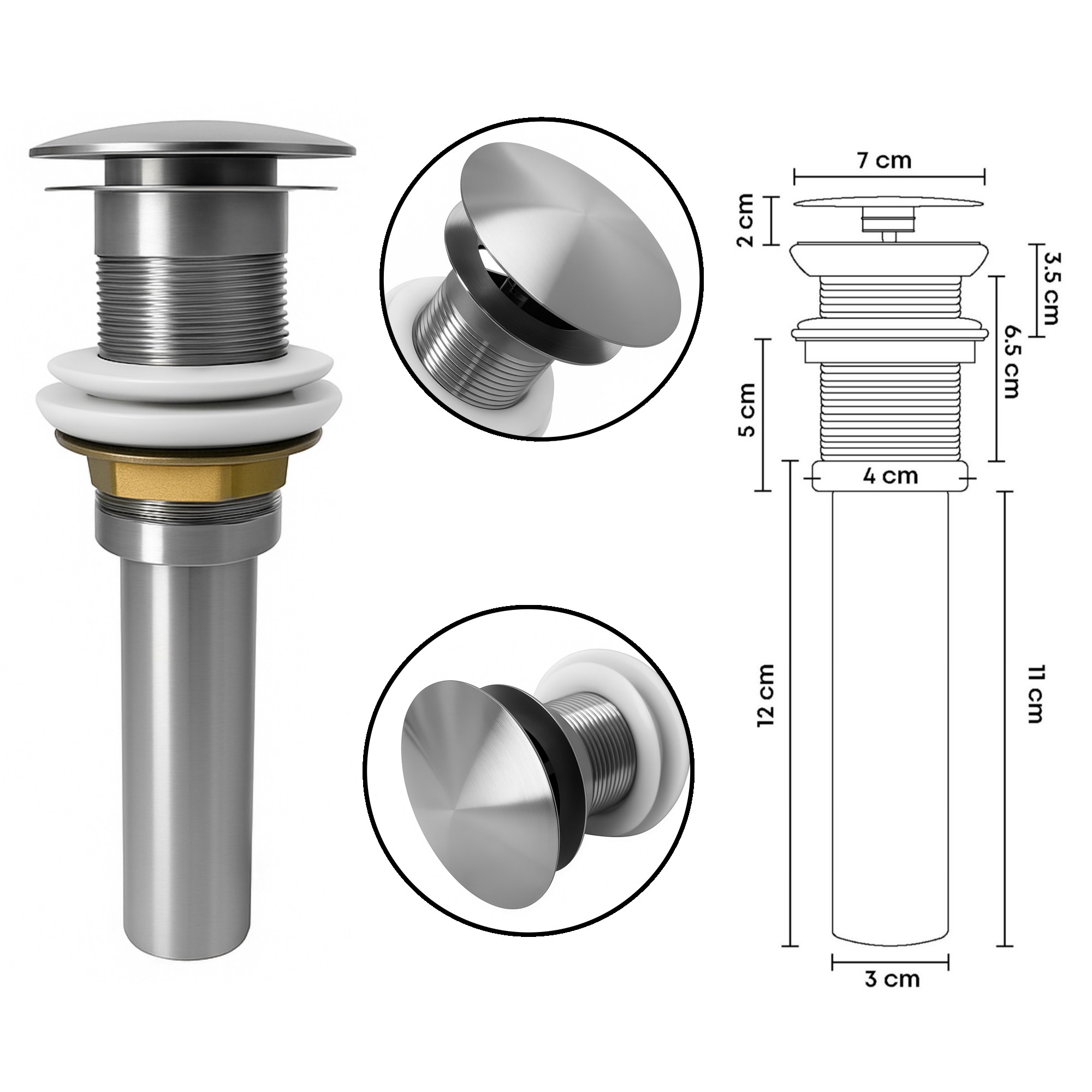 Combo Lavamanos Redondo + Griferia Agua Fria Inox C1407